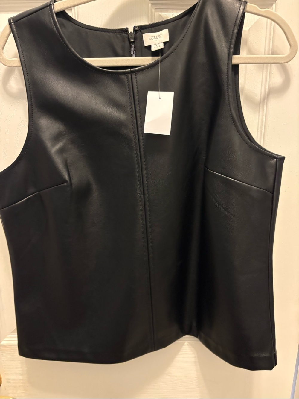 J. Crew Black Faux Leather Sleeveless Shell Top